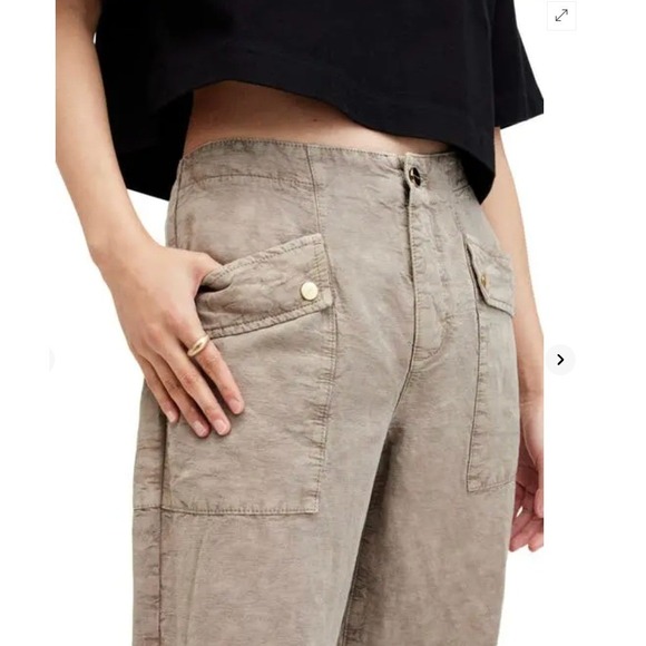 AllSaints Val Cargo Pants Tencel Linen Blend Size 8 NWOT - Picture 4 of 10